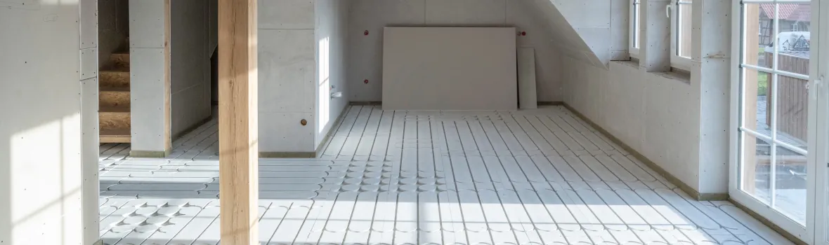 Einsetzbare Gipsfaserplatten für den Boden.