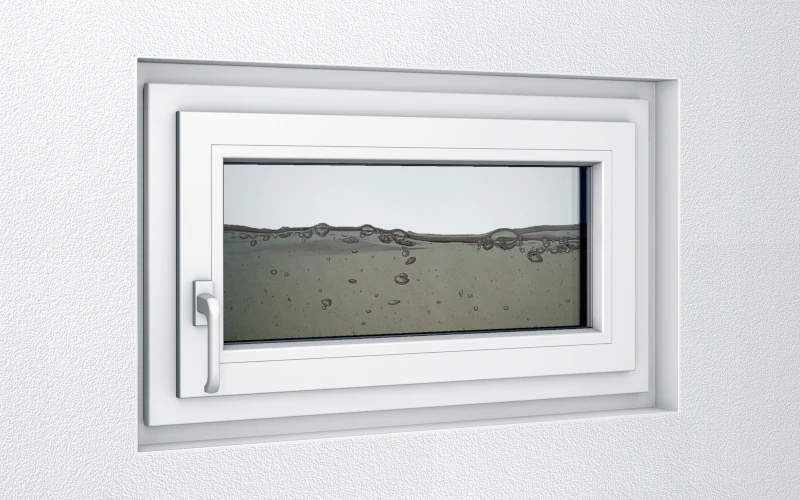 Kellerfenster MEALUXIT mit den Maßen 1000x600 mit halbhohem Wasserstand