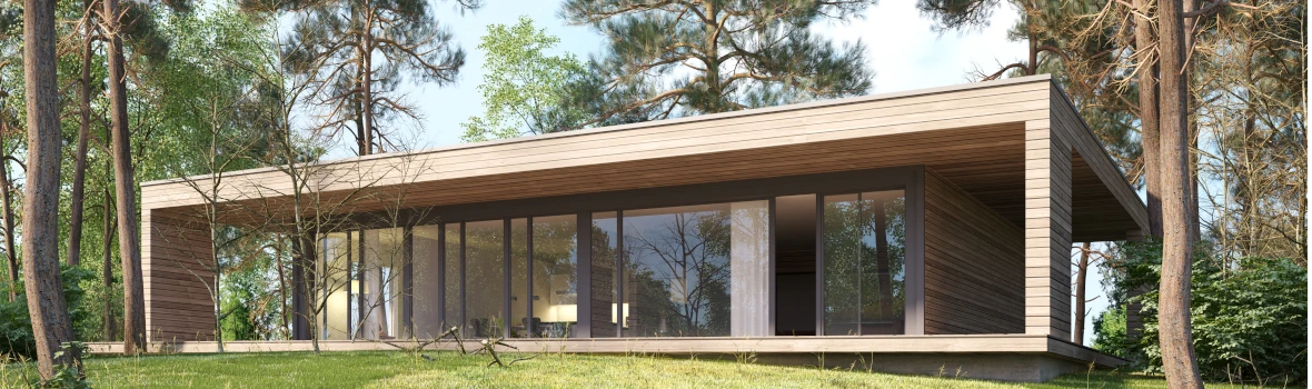 modernes großes Holz-Bungalow mitten im Grünen 