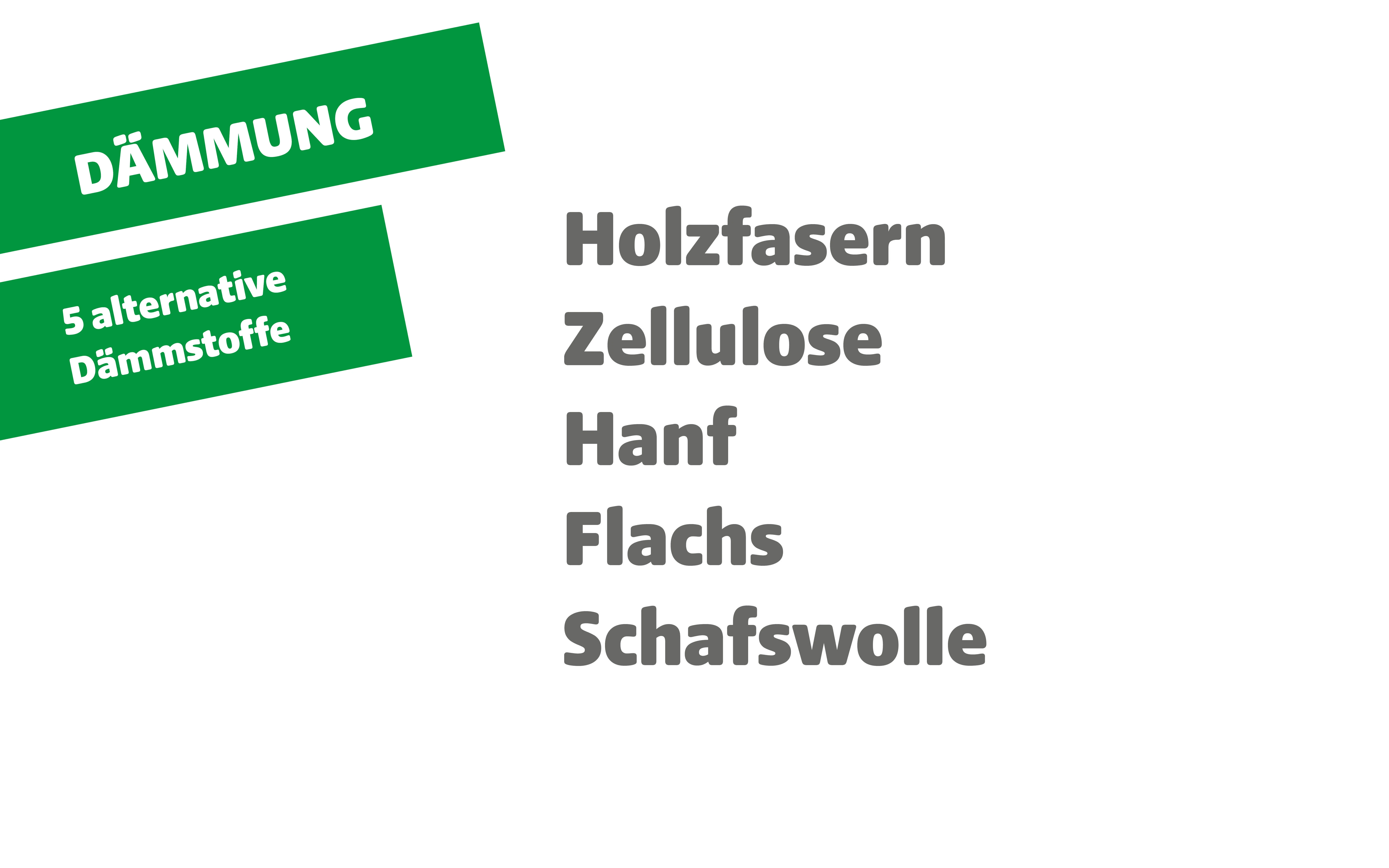 5 alternative Dämmstoffe zur Dämmung: Holzfasern, Zellulose, Hanf, Flachs und Schafswolle