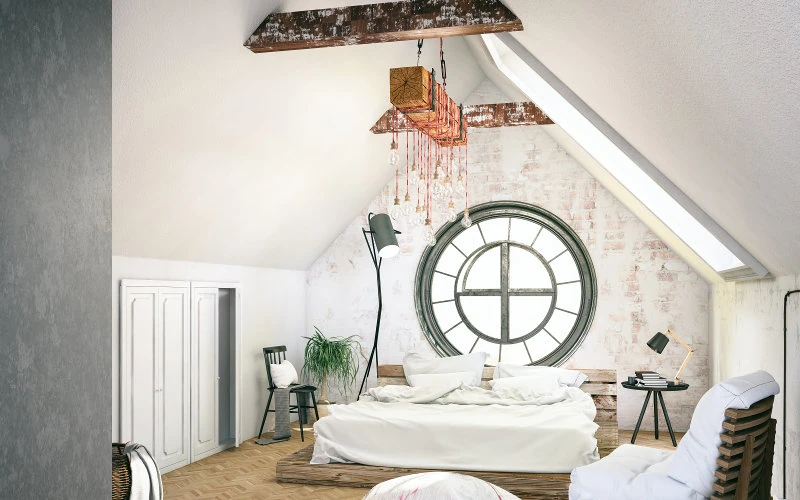 Schlafzimmer unter einer Dachschräge