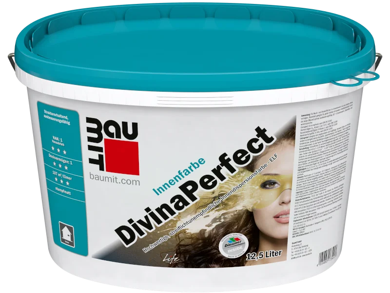 Ein Eimer Baumit DivinaPerfekt Innenfarbe freigestellt