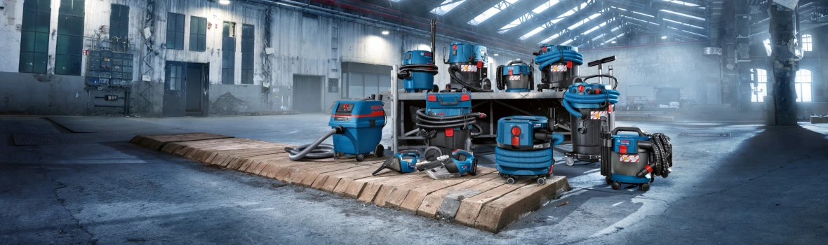 Produktgruppe von Bosch zum Thema Staubschutz in Szene gesetzt 