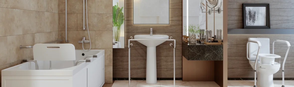 Badezimmer mit barrierefreien Armaturen und Stützen