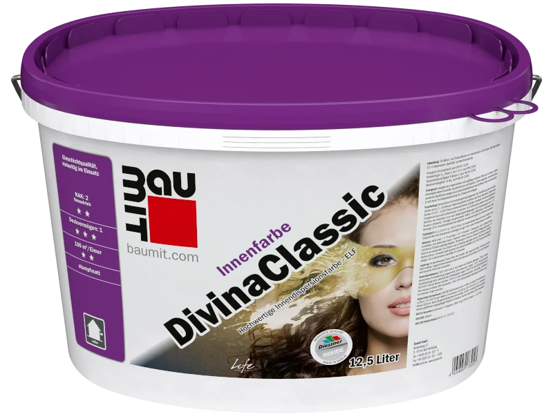 Ein Eimer Baumit DivinaClassic Innenfarbe freigestellt