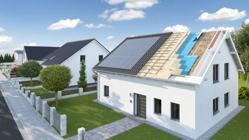 offenes Dach eines Wohnhaues mit KombiPlan von Knauf 