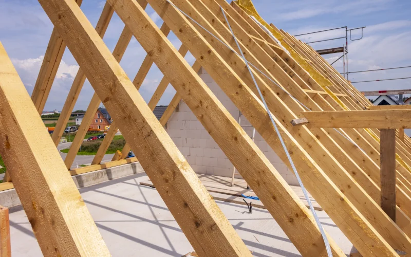 Holzrahmenbauweise eines Dachstuhls