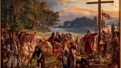 Картина Яна Матейка «Запровадження християнства», 1889. Джерело: Національний музей у Варшаві