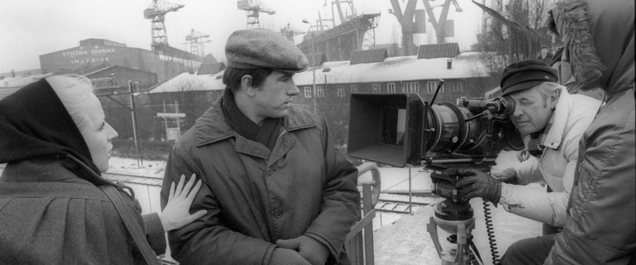 Кристина Янда, Єжи Радзівілович, Анджей Вайда під час знімання фільму «Людина із заліза», 1980. Фото: Єжи Коснік / Forum