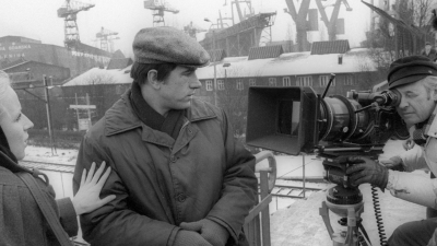 Кристина Янда, Єжи Радзівілович, Анджей Вайда під час знімання фільму «Людина із заліза», 1980. Фото: Єжи Коснік / Forum