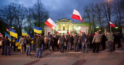 Мітинг біля посольства Росії у Варшаві, 2014. Фото: Збишек Качмарек / Gazeta Polska