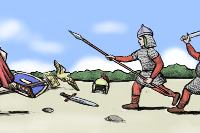 Лехіти атакують римлян. Ілюстрація: Марцін Пясечний / Нова Польща