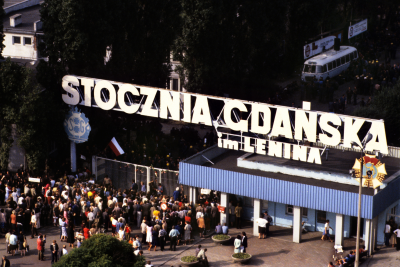 Протести на Ґданській корабельні ім. В.І. Лєніна, 1980 рік. Фото: Кріс Ніденталь / Forum