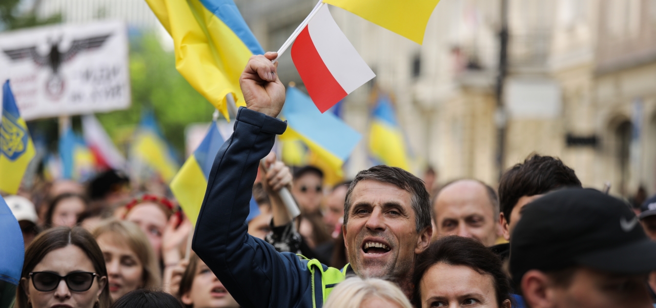 Марш вдячності українців полякам. Фото: Анджей Хулімка / Forum 