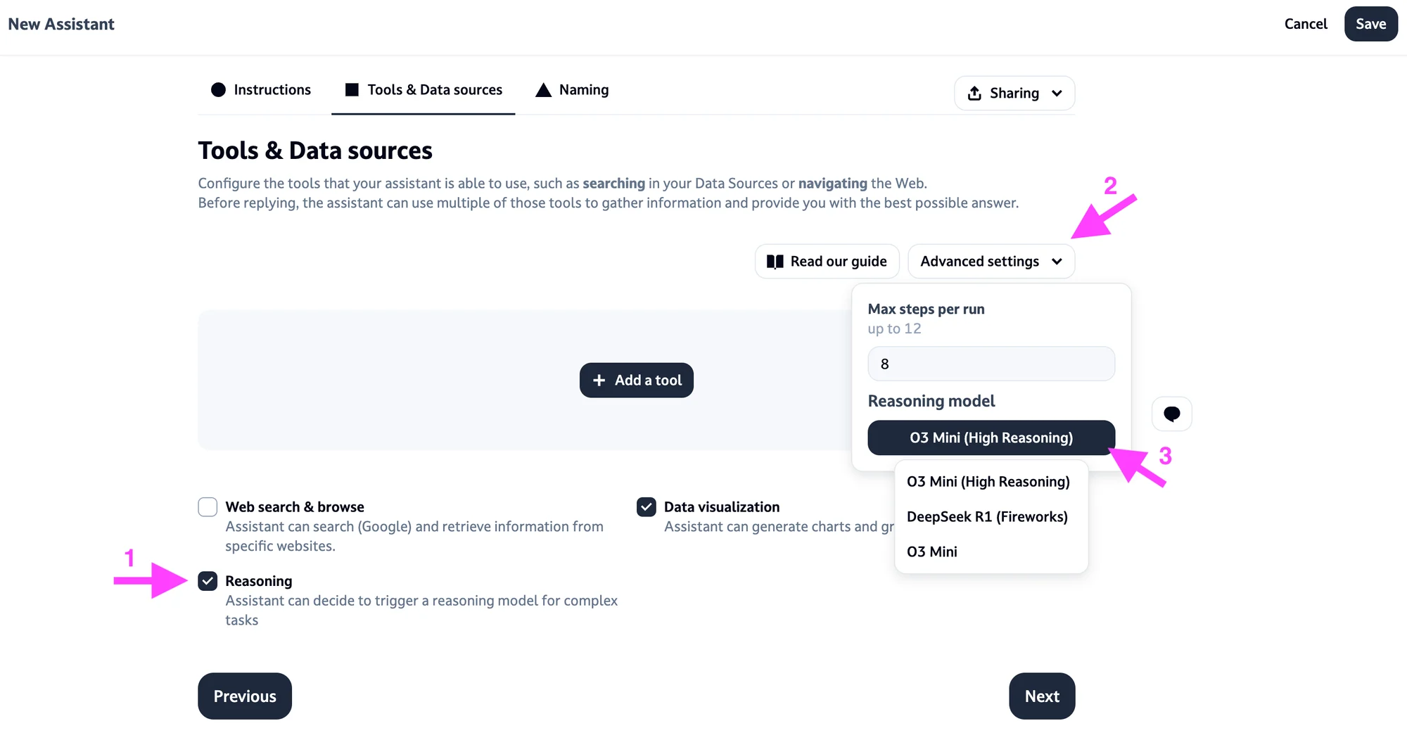 New reasoning capabilities: o3-mini now available in Dust - Reasoning-tool-ab3af806a8c294d9.png