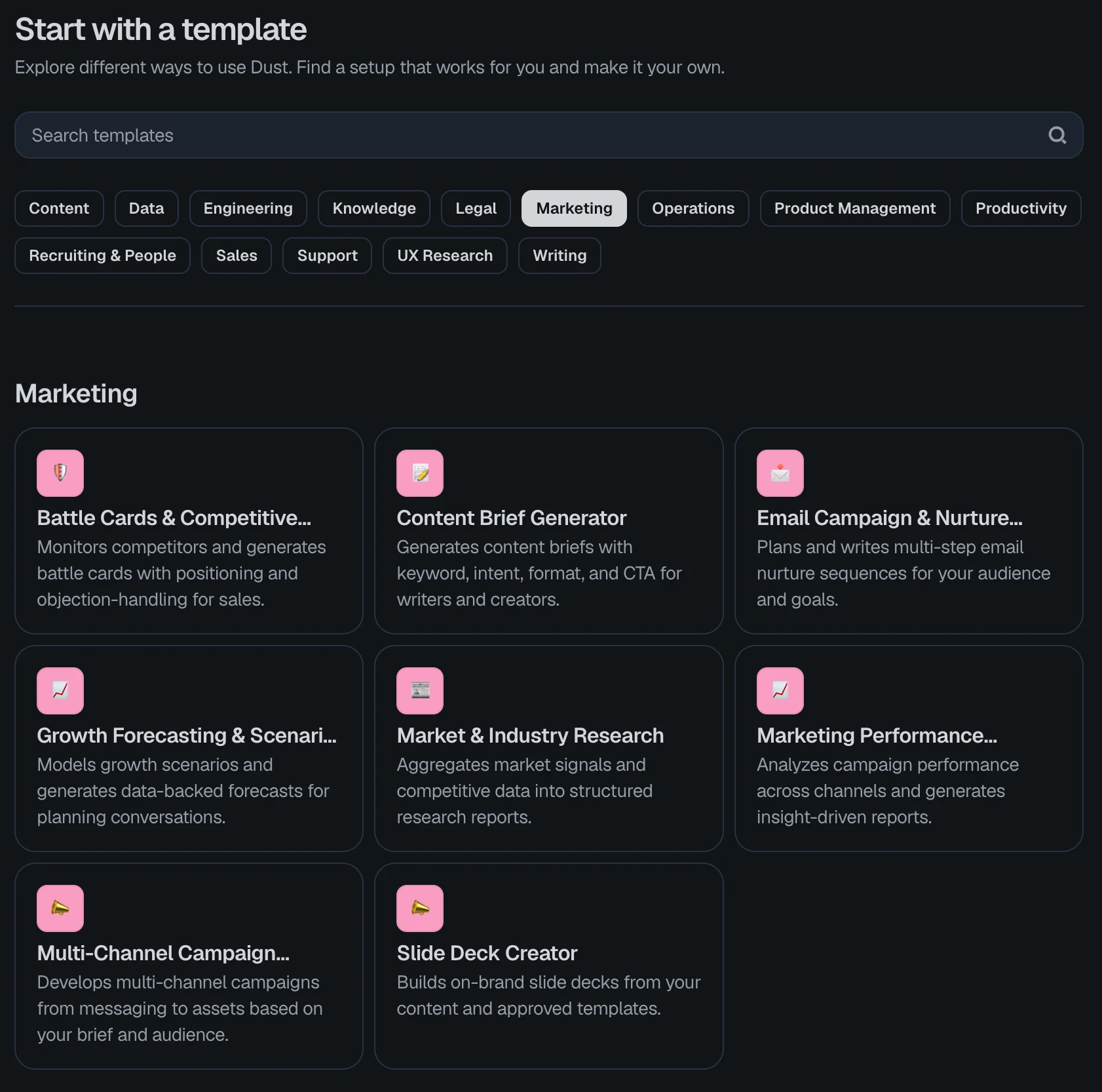 Dust Marketing Template