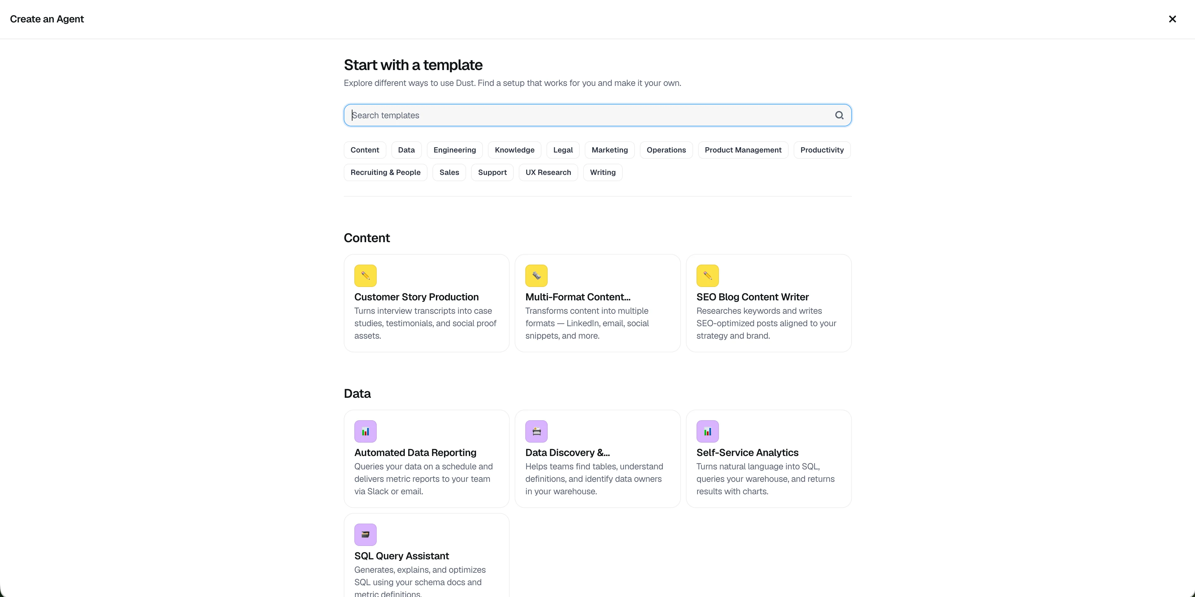 Dust Templates Agent