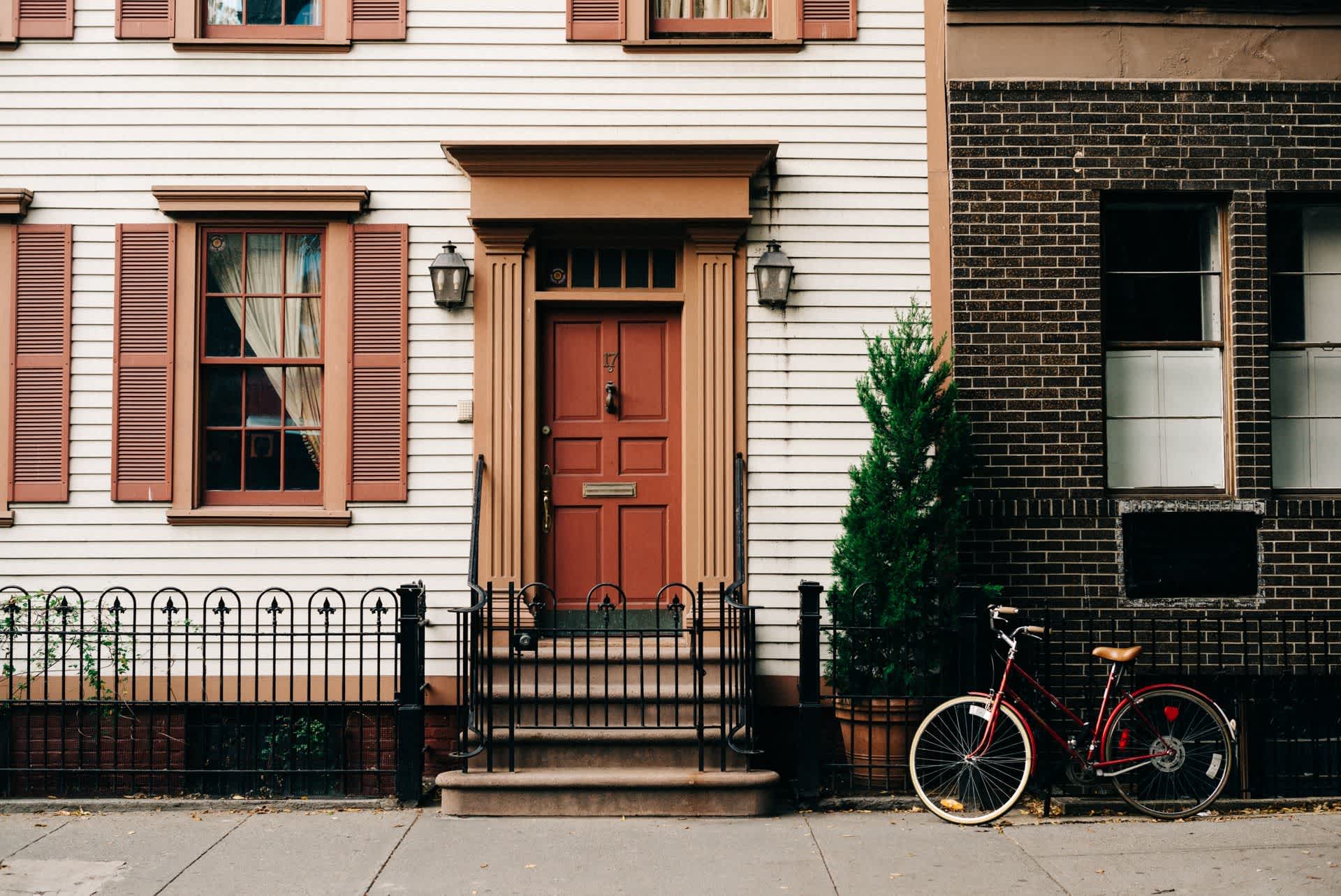 house entry with steps and bicycle