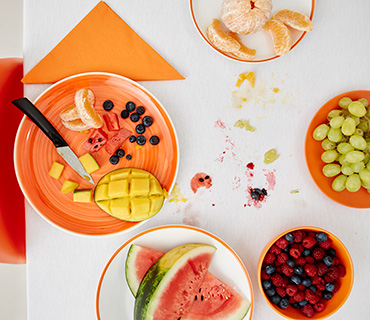 Fruit stains on a white table