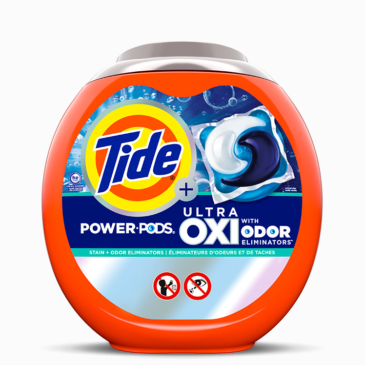 Las cápsulas Tide ultra oxi power son el número 1 contra las manchas y los olores