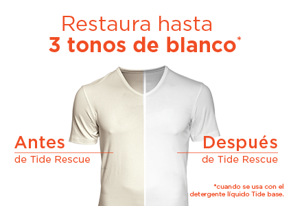 A white t-shirt before and after Tide rescue