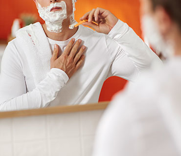 A person shaving