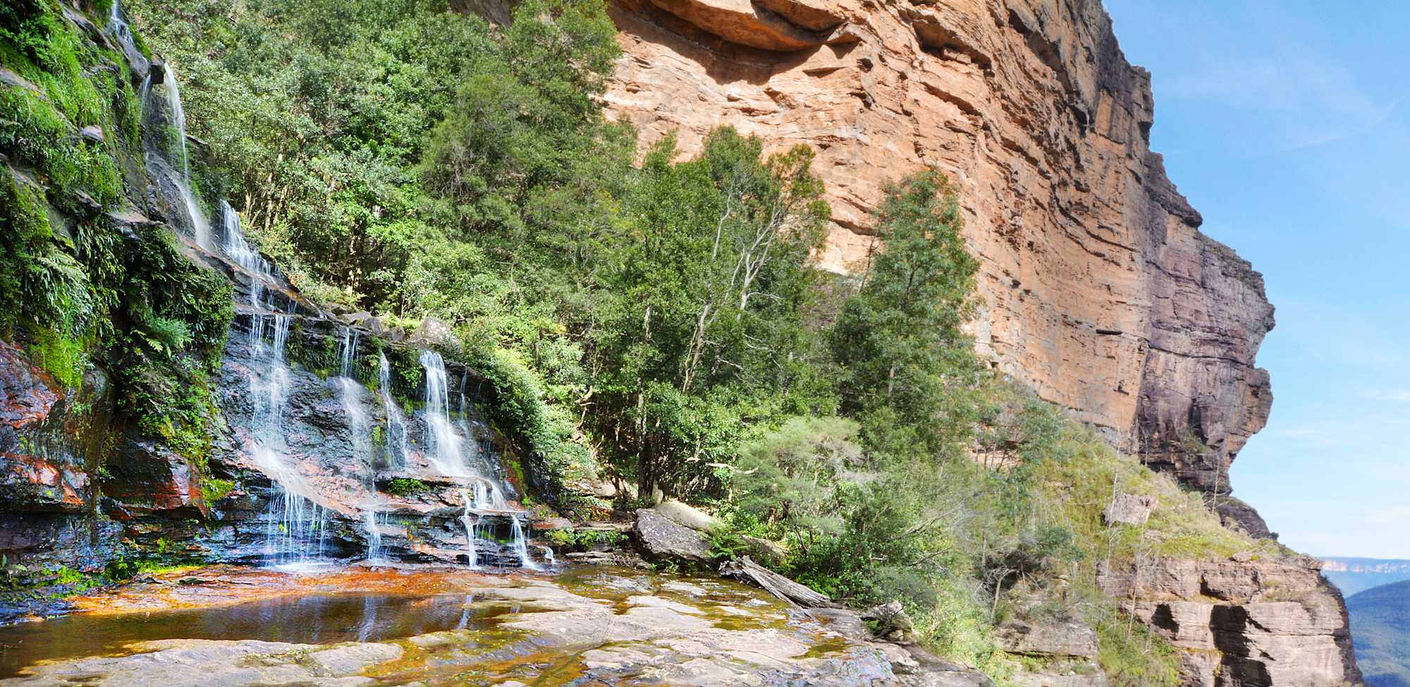 Experience the majestic Katoomba Falls, Katoomba Blue Mountains whilst overlooking the Jamison Valley