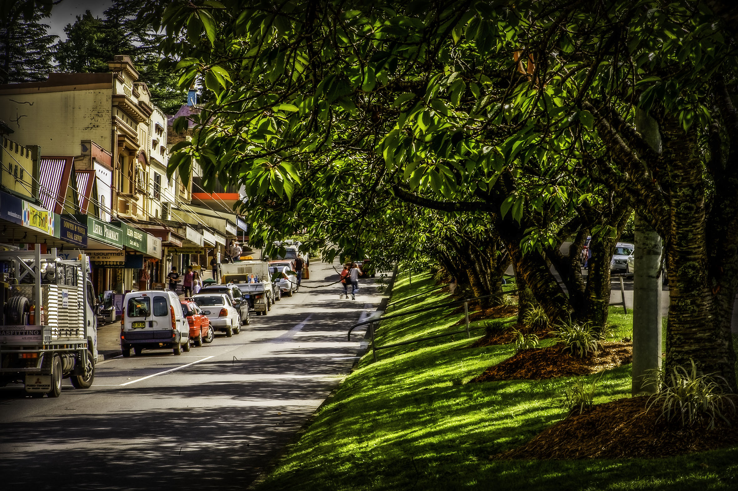 The picturesque Leura Mall lined with cherry blossoms and shops galore