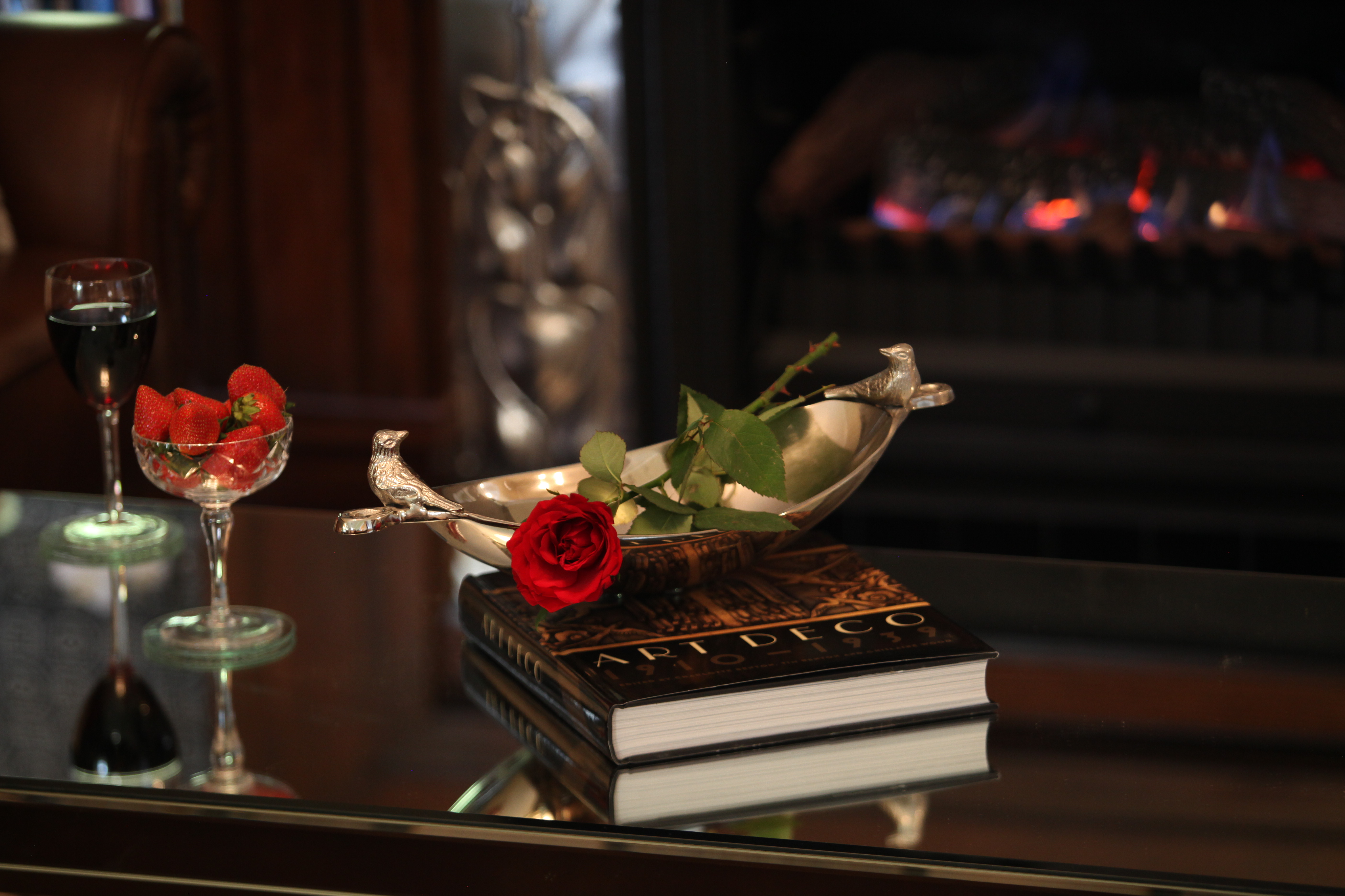 Romantic Setting by the Fireplace at Chatelaine, Katoomba Blue Mountains