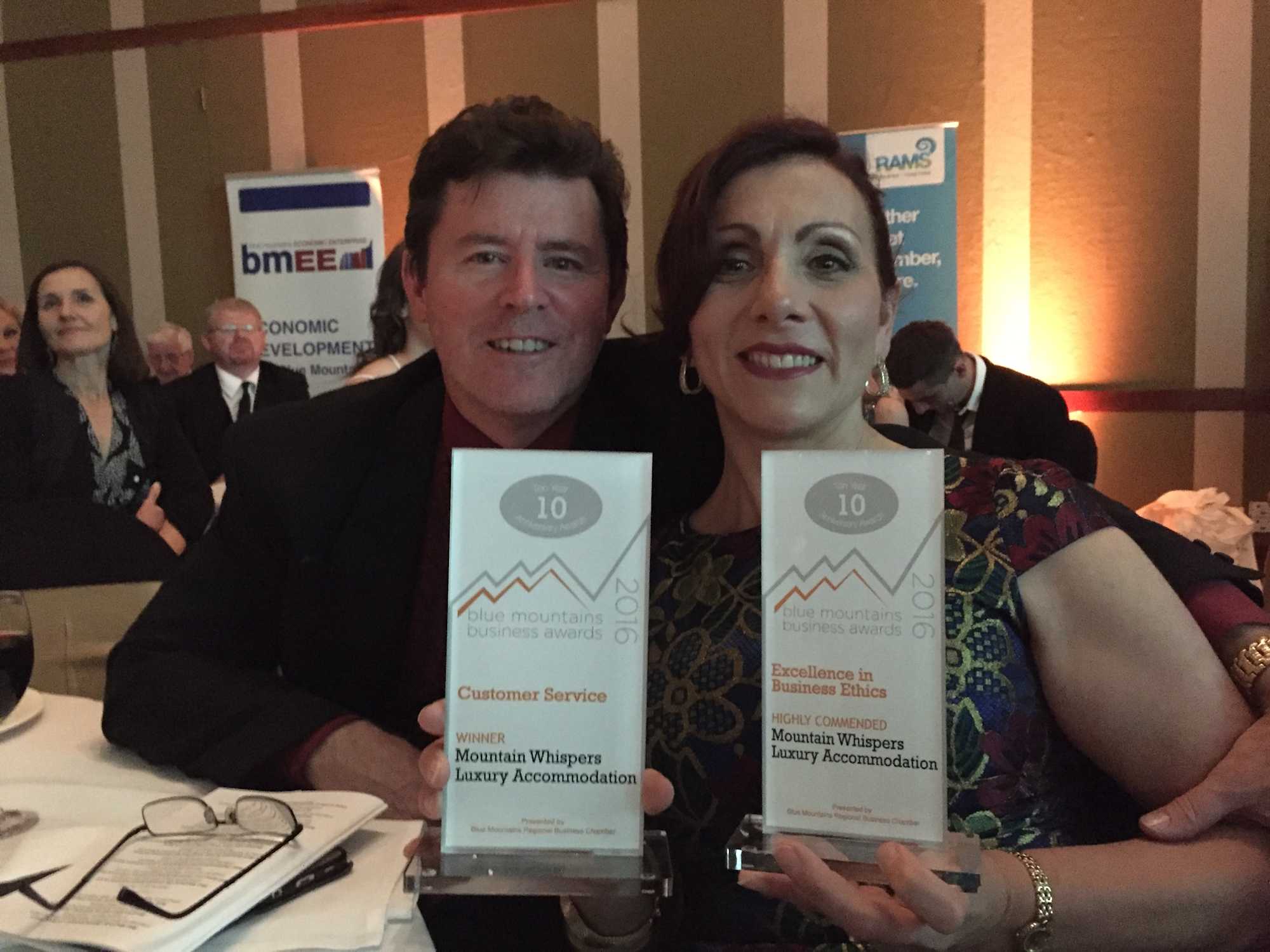 Mountain Whispers took home the award for Customer Service and received a Highly Commended in the Excellence in Business Ethics category at the Blue Mountains Business Awards.