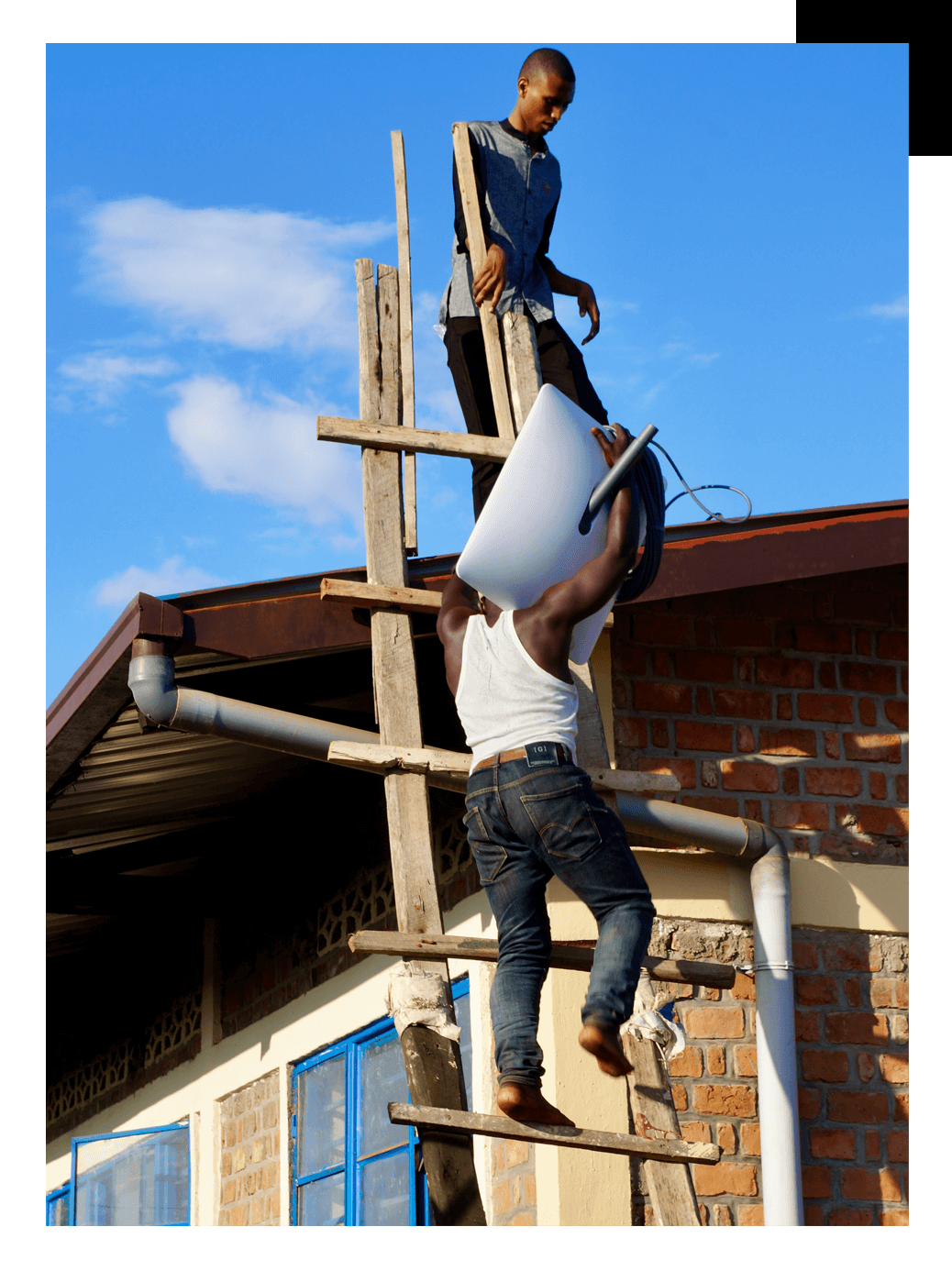 People work in a classroom