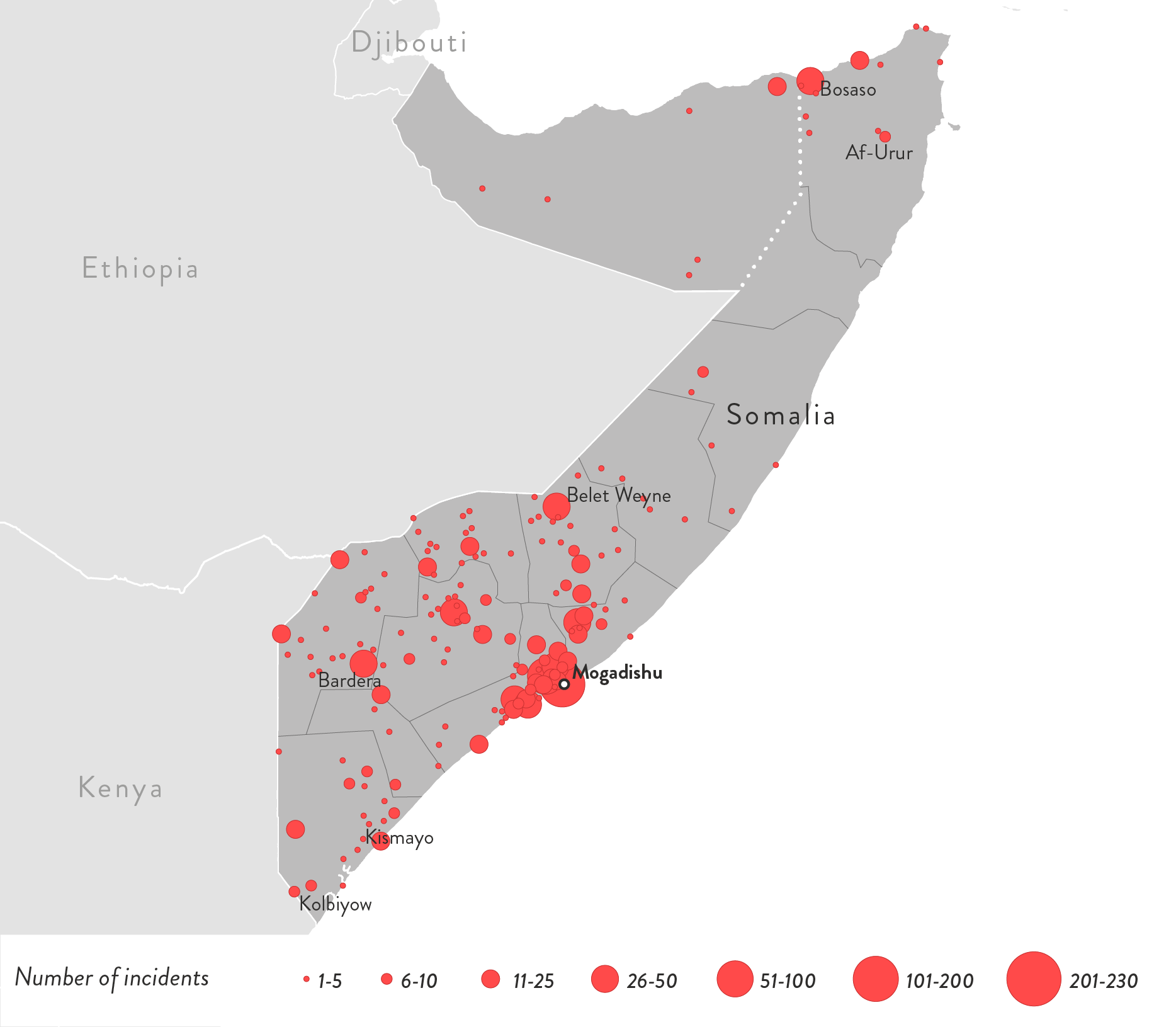 islamist-extremism-2017-ten-deadliest-countries - Figure 2.10: Map of Violent Islamist Incidents and Counter-Measures in Somalia, 2017