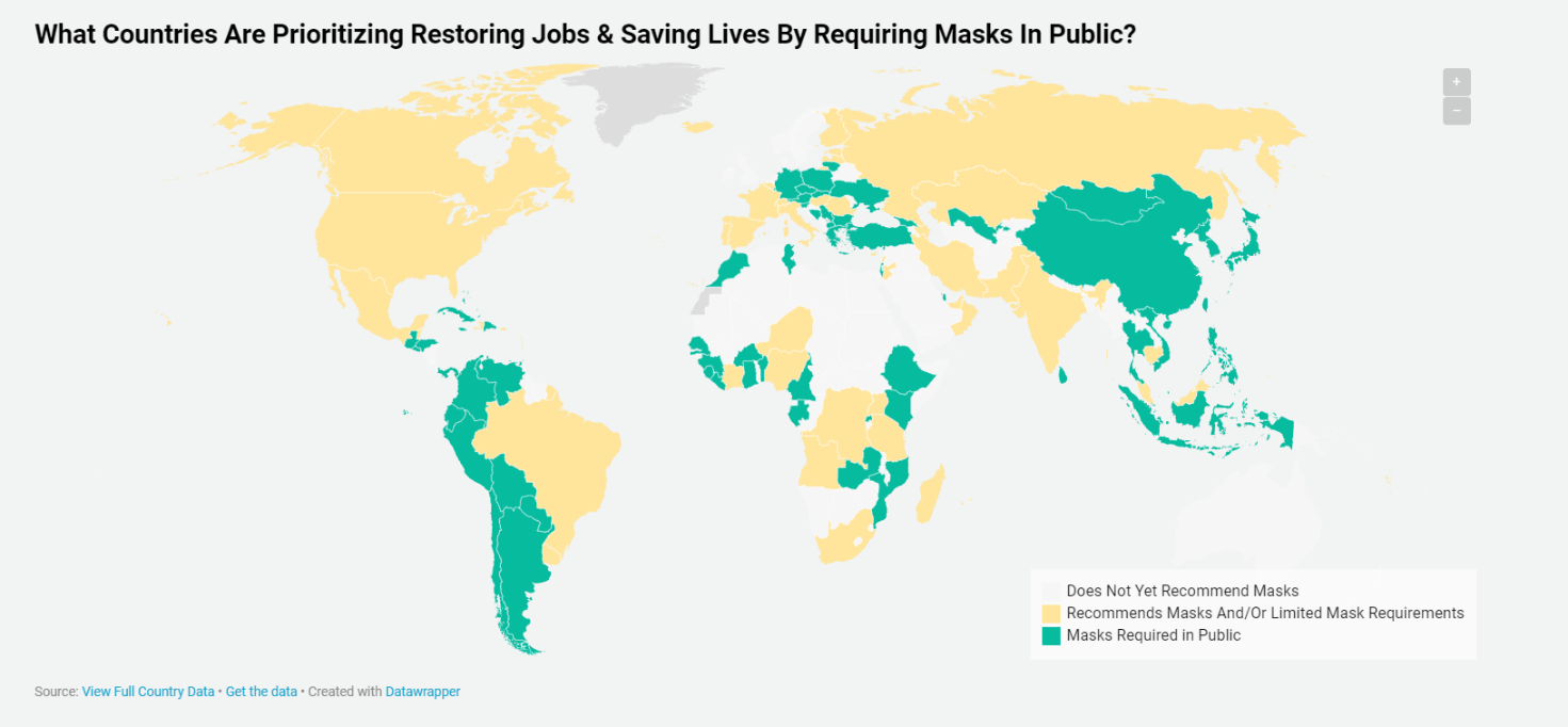 Figure 4 – Countries recommending or requiring mask-wearing