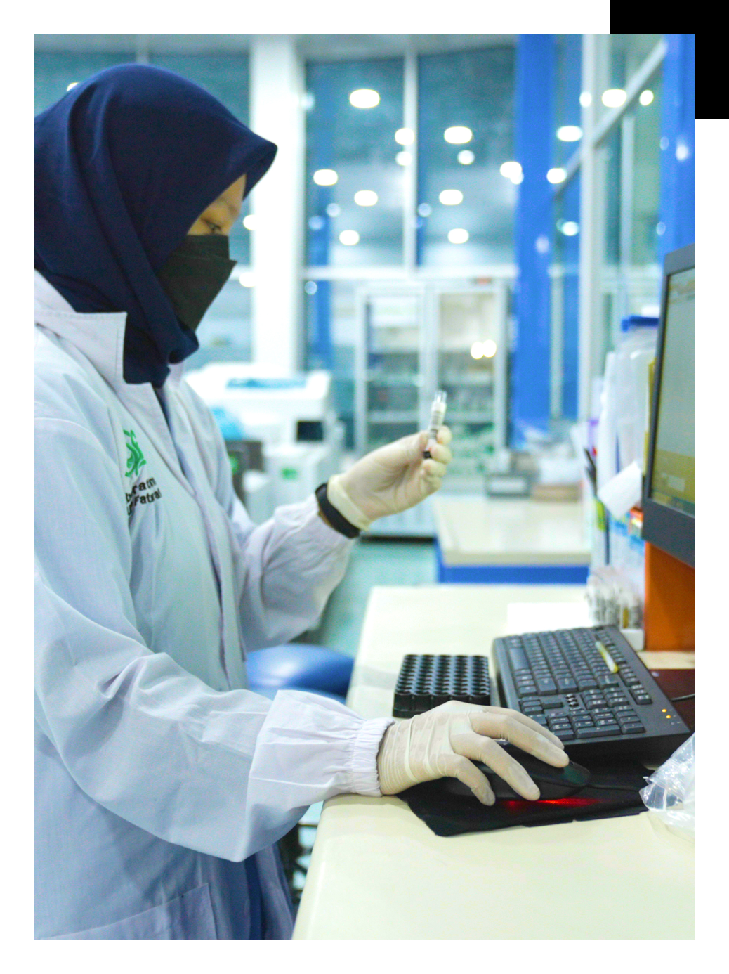 A woman works in a lab