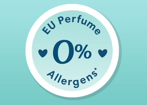 Scutecele-chiloțel Pampers Premium Care Pants conțin 0% alergeni din parfumuri UE.