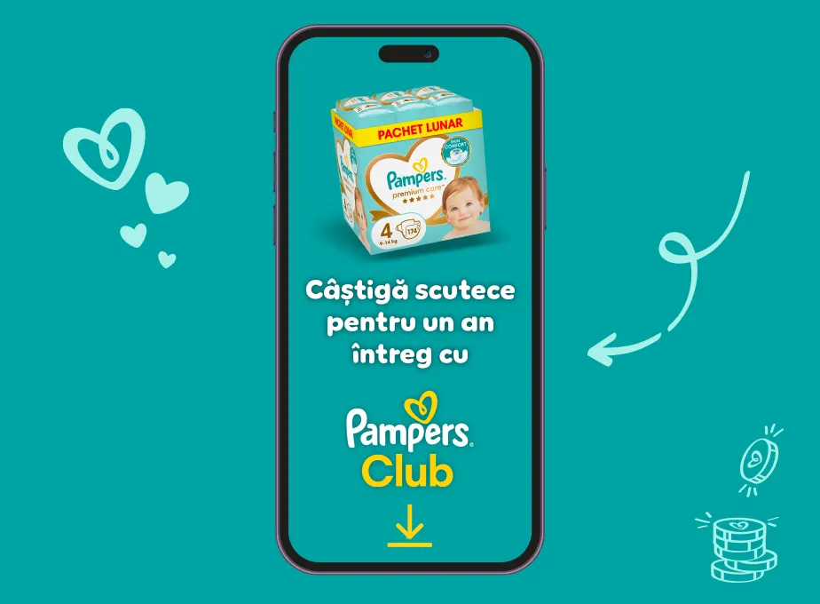 Câștigă scutece pentru un an întreg cu Pampers Club.