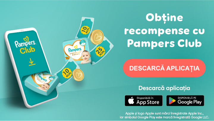 Obține recompense cu Pampers Club. DESCARCĂ APLICAȚIA