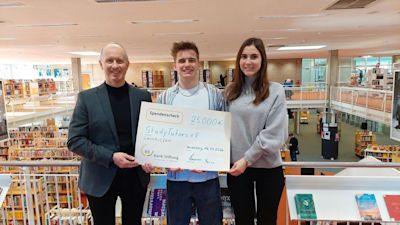 BBBank Stiftung spendet 25.000 Euro an StudyTutors e.V. https://www.lifepr.de/pressemitteilung/bbbank-stiftung/bbbank-stiftung-spendet-25-000-euro-an-studytutors-e-v/boxid/1048354
Yannik Trabold und Leticia Wey