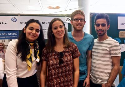 Ceyda, Franziska, Florian und Ahmad bei der Heidelberger Studienauftaktmesse 2018