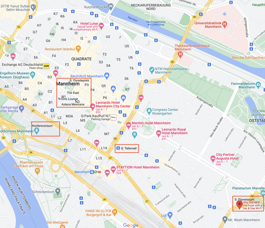 Karte Mannheim