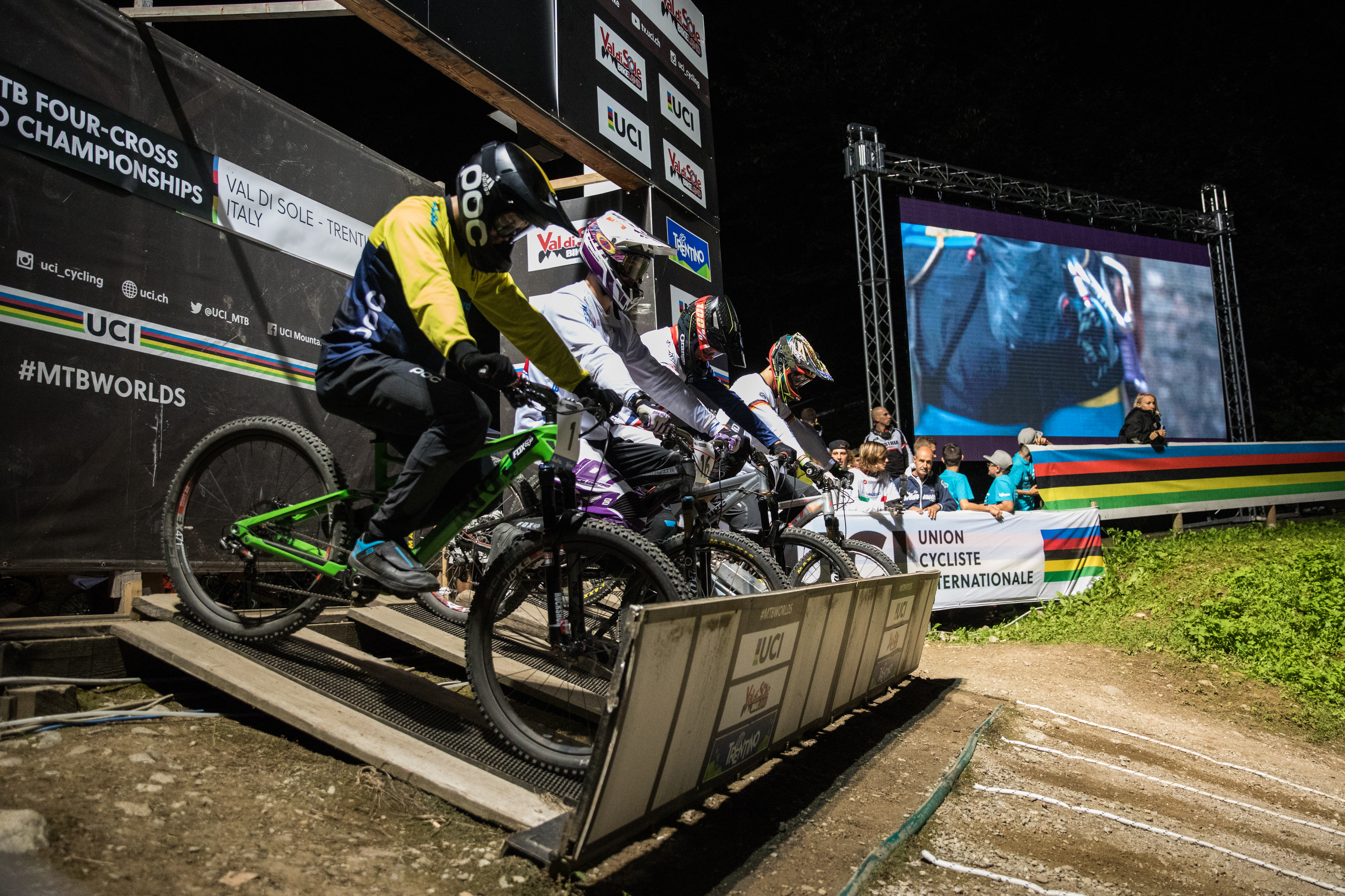 In the starting gate for the UCI Four Cross World Championships presented by Mercedes Benz UCI