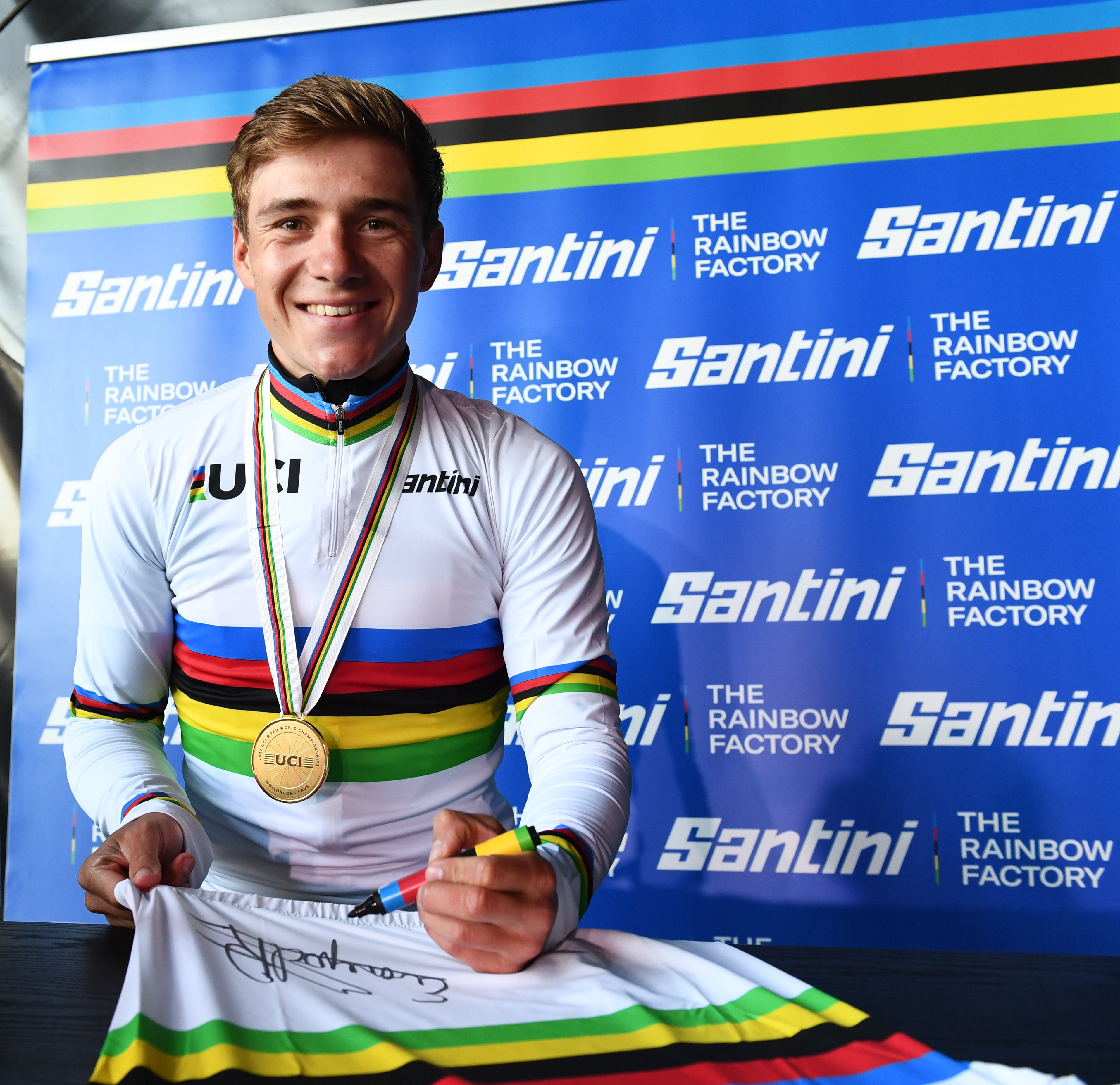西側諸国（新品）UCI ワールドチャンピオン Santini 公式マスタージャージ ウェア