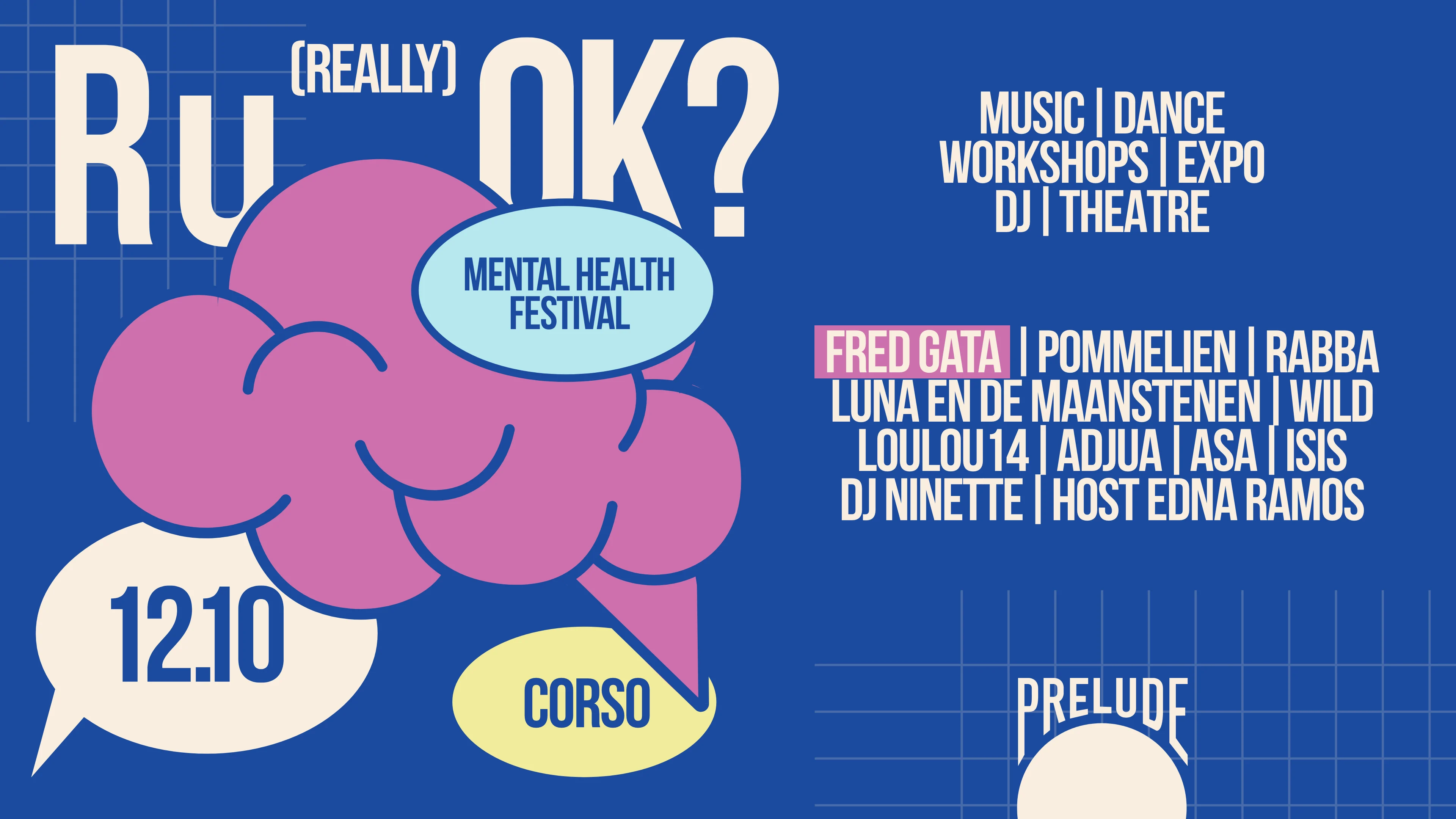 PRELUDE: R u OK? wil op 12 oktober het taboe rond Mental Health doorbreken met muziek, kunst en interactieve workshops