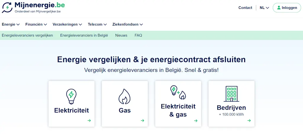 Website van Mijn Energie op een tablet