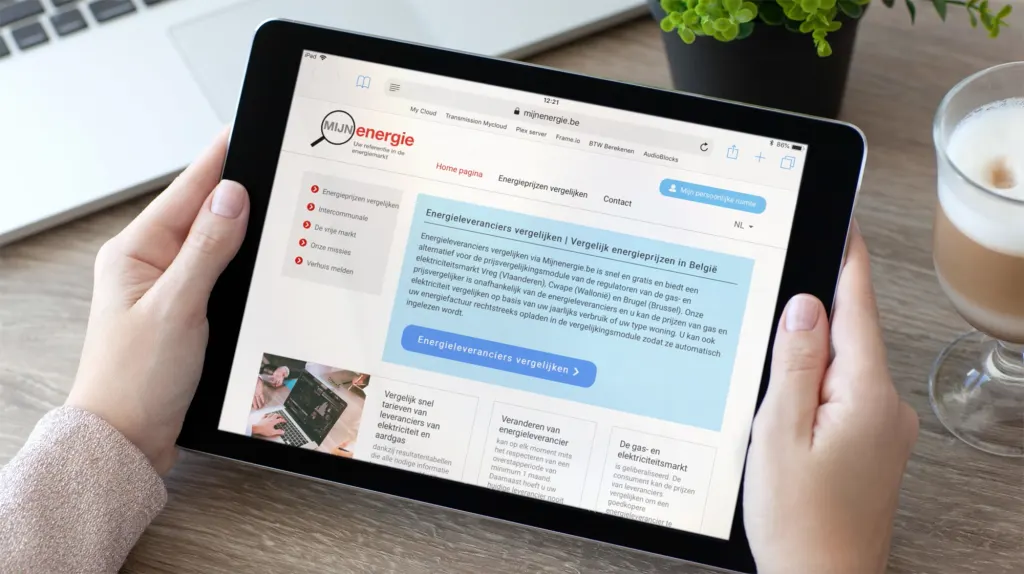 Mijn Energie's website on a tablet