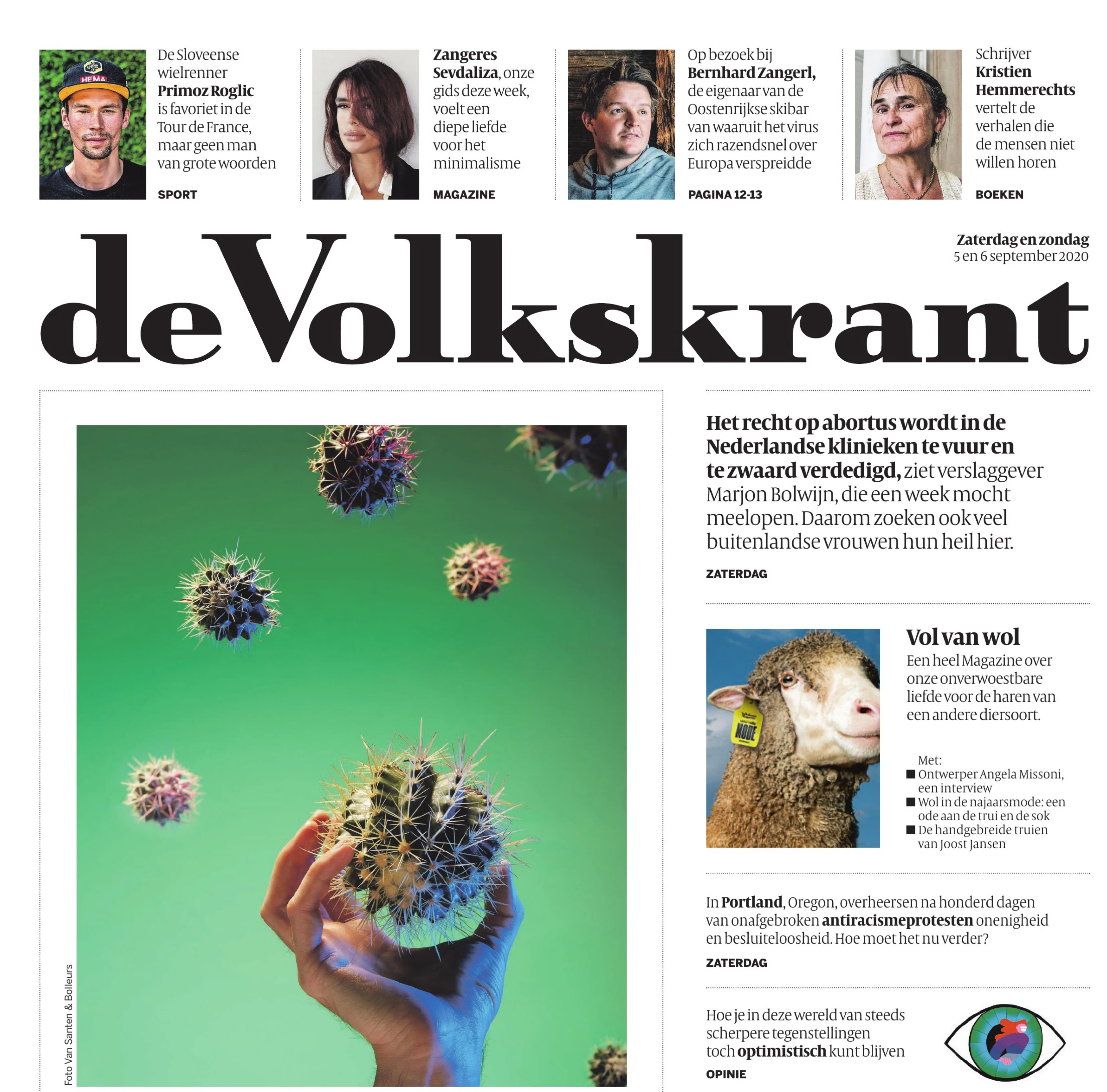 The front page of the newspaper 'De Volkskrant'