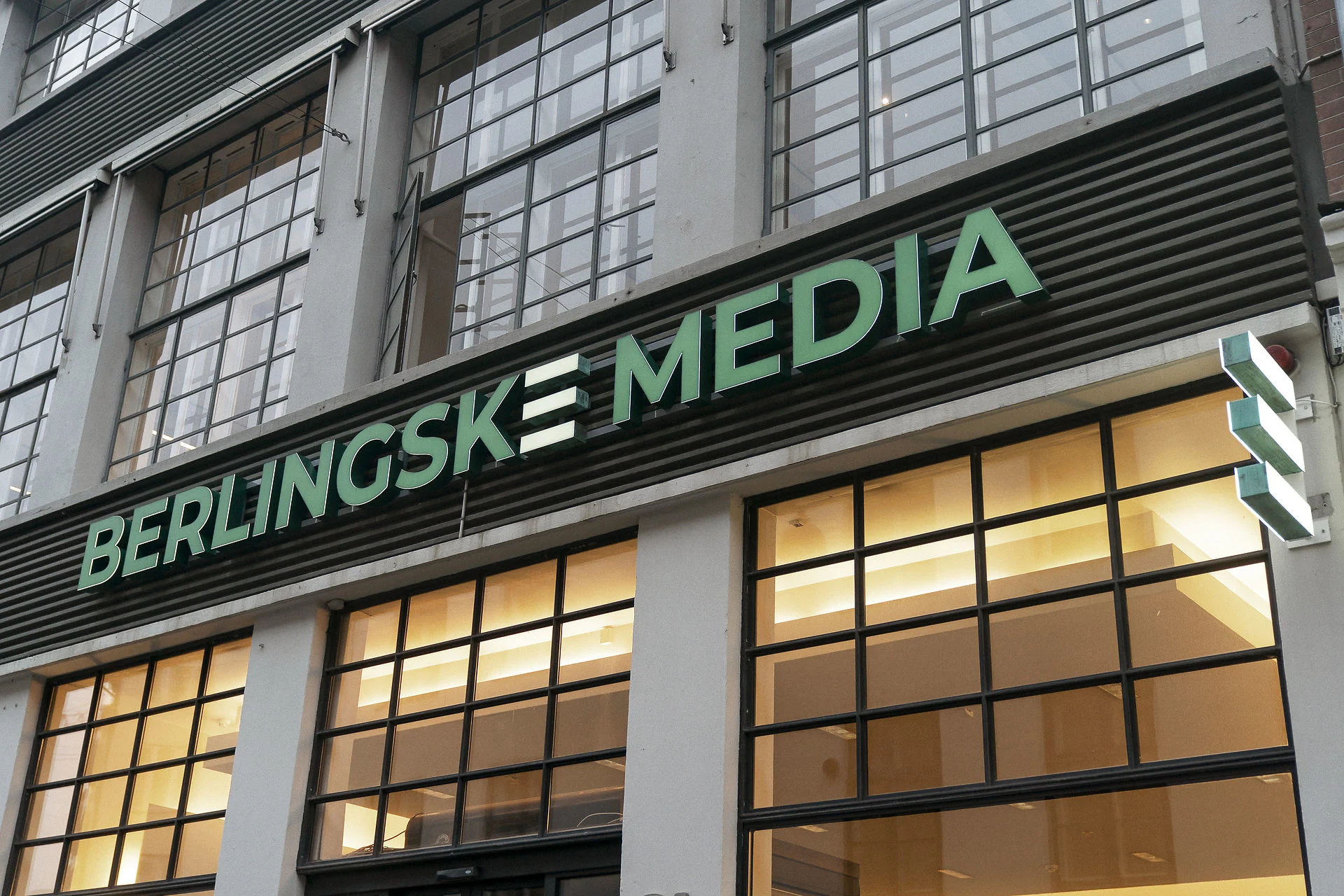 Logo on building Berlingske Media