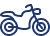 A blue motorcycle logo on a white background.