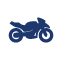 Un logo de moto bleu sur fond blanc.