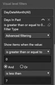 Rolling Seven Days in Past Filter Results